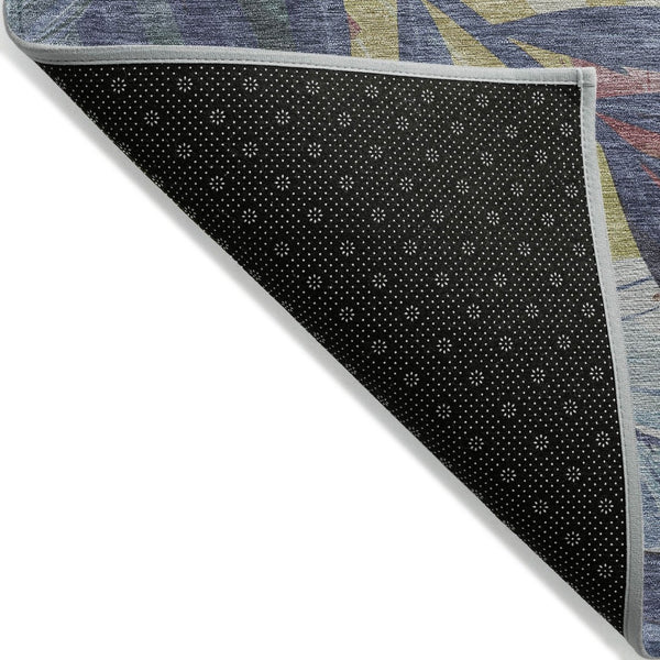 HomeRoots 5' Denim Blue and Blush Floral Area Rug - Stylish, Washable, Indoor/Outdoor, Durable Design for Every Home 9' X 12' 611106