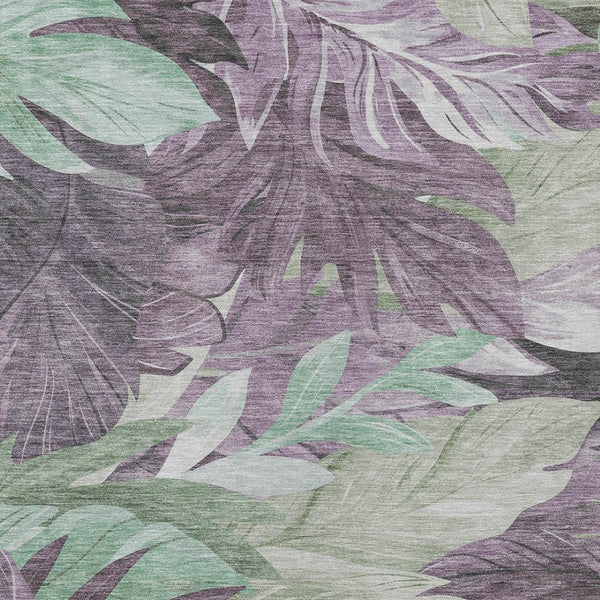 HomeRoots 5' Vibrant Lavender and Lilac Floral Washable Area Rug for Indoor and Outdoor Elegance and Durability 5' X 8' 611115