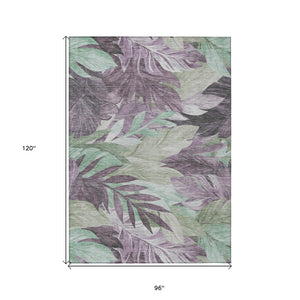 HomeRoots 5' Vibrant Lavender and Lilac Floral Washable Area Rug for Indoor and Outdoor Elegance and Durability 8' X 10' 611117