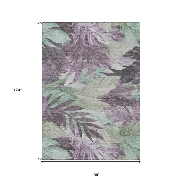 HomeRoots 5' Vibrant Lavender and Lilac Floral Washable Area Rug for Indoor and Outdoor Elegance and Durability 8' X 10' 611117