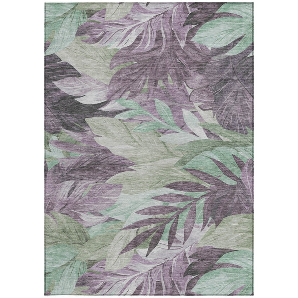 HomeRoots 5' Vibrant Lavender and Lilac Floral Washable Area Rug for Indoor and Outdoor Elegance and Durability 9' X 12' 611118