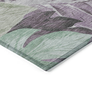 HomeRoots 5' Vibrant Lavender and Lilac Floral Washable Area Rug for Indoor and Outdoor Elegance and Durability 9' X 12' 611118