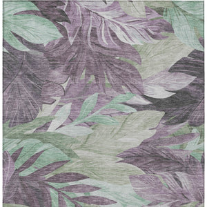 HomeRoots 5' Vibrant Lavender and Lilac Floral Washable Area Rug for Indoor and Outdoor Elegance and Durability 9' X 12' 611118