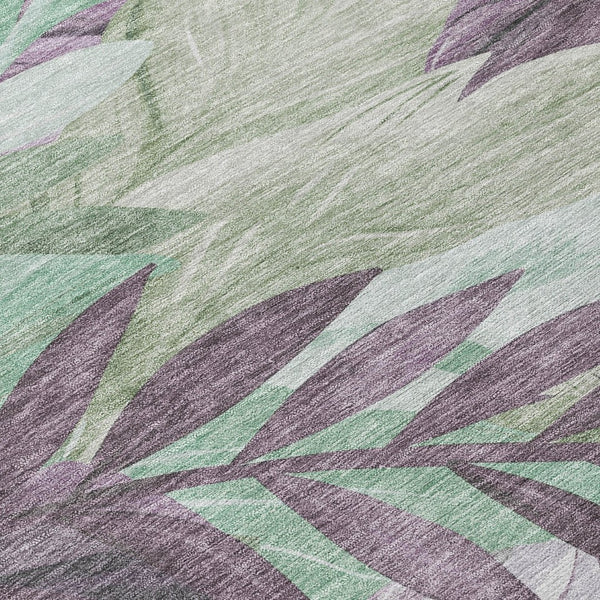 HomeRoots 5' Vibrant Lavender and Lilac Floral Washable Area Rug for Indoor and Outdoor Elegance and Durability 9' X 12' 611118