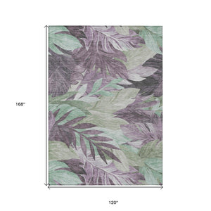 HomeRoots 5' Vibrant Lavender and Lilac Floral Washable Area Rug for Indoor and Outdoor Elegance and Durability 10' X 14' 611119