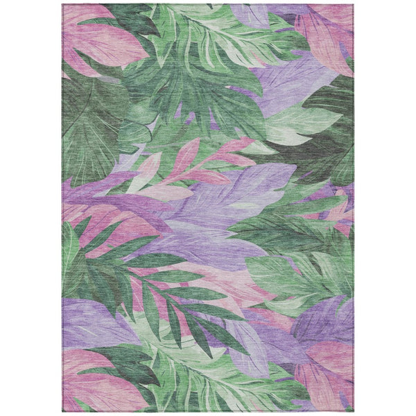 HomeRoots 5' Sage and Mint Green Floral Washable Area Rug - Versatile Indoor/Outdoor Design for Every Space 5' X 8' 611121