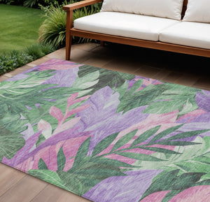 HomeRoots 5' Sage and Mint Green Floral Washable Area Rug - Versatile Indoor/Outdoor Design for Every Space 8' X 10' 611123