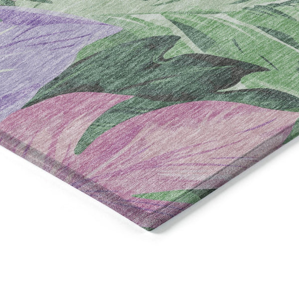 HomeRoots 5' Sage and Mint Green Floral Washable Area Rug - Versatile Indoor/Outdoor Design for Every Space 8' X 10' 611123