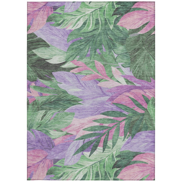 HomeRoots 5' Sage and Mint Green Floral Washable Area Rug - Versatile Indoor/Outdoor Design for Every Space 9' X 12' 611124