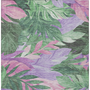 HomeRoots 5' Sage and Mint Green Floral Washable Area Rug - Versatile Indoor/Outdoor Design for Every Space 9' X 12' 611124