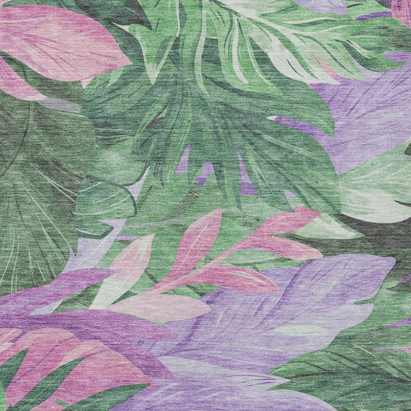 HomeRoots 5' Sage and Mint Green Floral Washable Area Rug - Versatile Indoor/Outdoor Design for Every Space 10' X 14' 611125