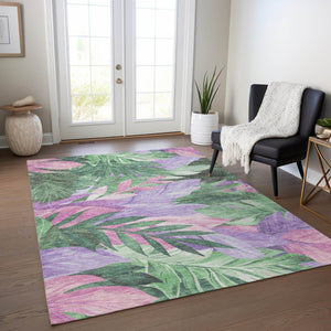 HomeRoots 5' Sage and Mint Green Floral Washable Area Rug - Versatile Indoor/Outdoor Design for Every Space 10' X 14' 611125