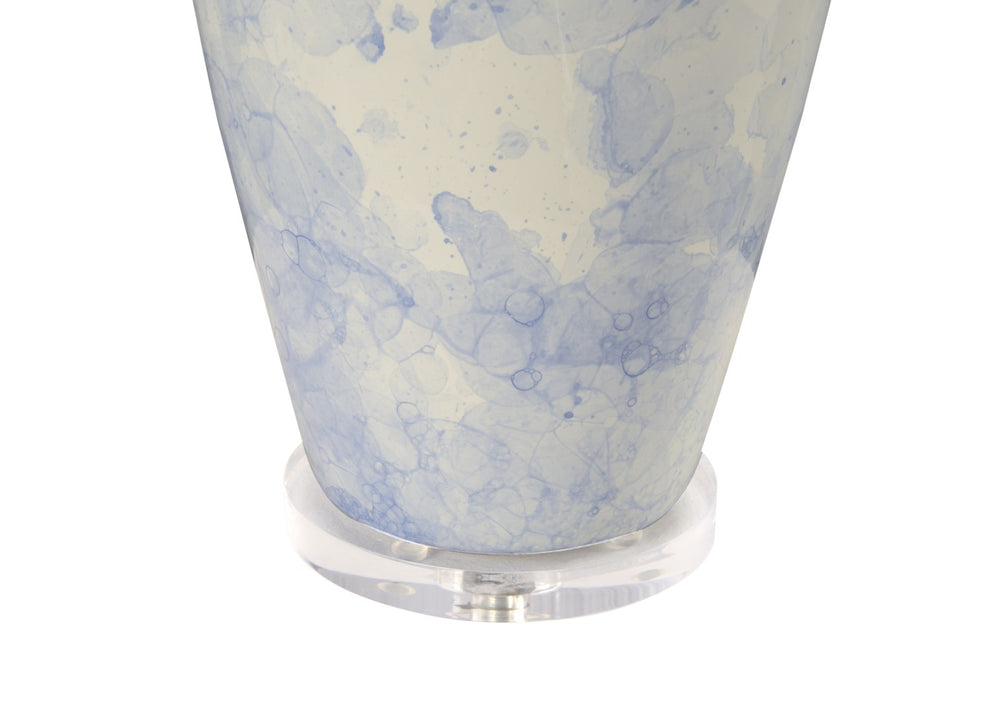 Wildwood Boccale Italian Ceramic Table Lamp With Blue Bubble-Water Glaze And White Linen Shade, 33.5" H 61113