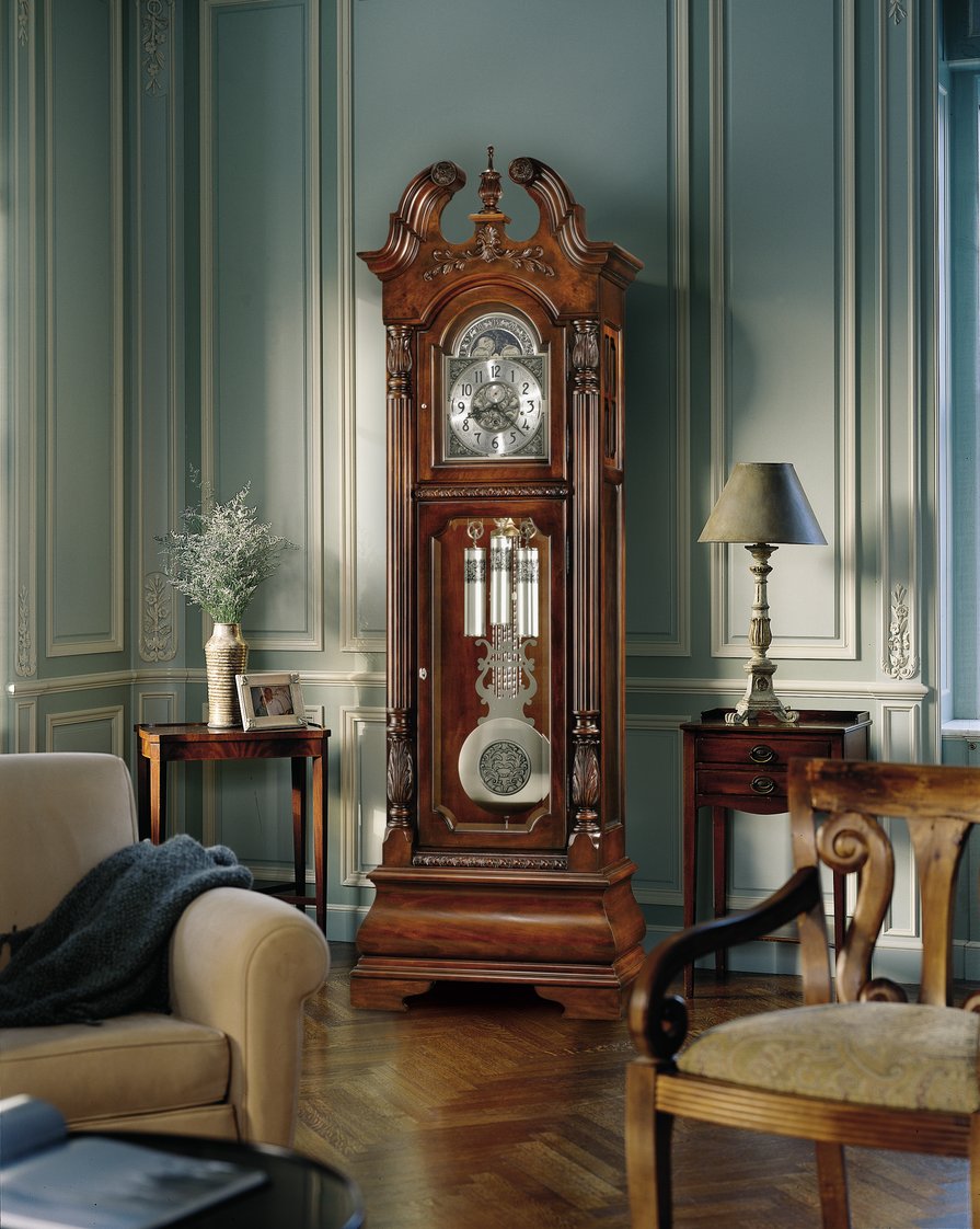 Hekman Furniture 611132 Coolidge Grandfather Clock - Elegant Wood Design, Triple-chime Movement & Custom Nameplate Included Hampton Cherry Coolidge Grandfather Clock 611132