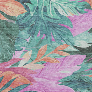HomeRoots 5' Teal Blue Aqua Floral Indoor Outdoor Area Rug - Durable, Washable, Perfect for Coastal Décor 5' X 8' 611133