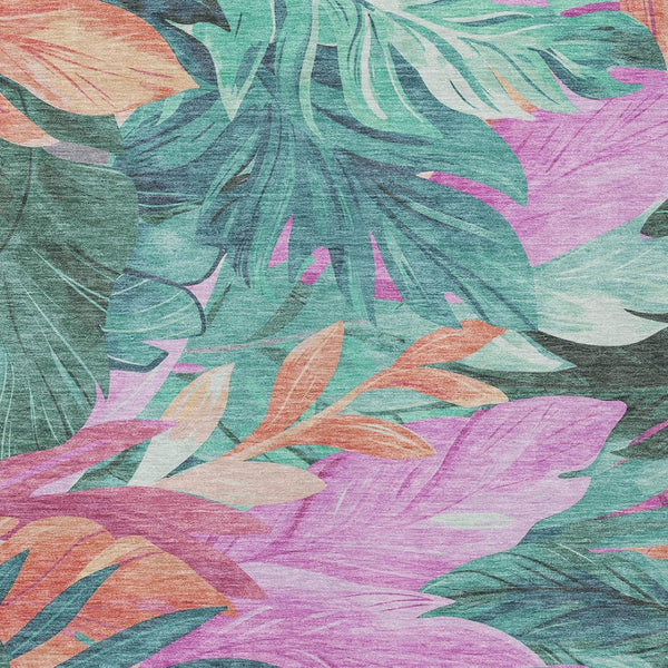 HomeRoots 5' Teal Blue Aqua Floral Indoor Outdoor Area Rug - Durable, Washable, Perfect for Coastal Décor 5' X 8' 611133