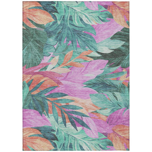 HomeRoots 5' Teal Blue Aqua Floral Indoor Outdoor Area Rug - Durable, Washable, Perfect for Coastal Décor 10' X 14' 611137