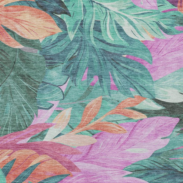HomeRoots 5' Teal Blue Aqua Floral Indoor Outdoor Area Rug - Durable, Washable, Perfect for Coastal Décor 10' X 14' 611137