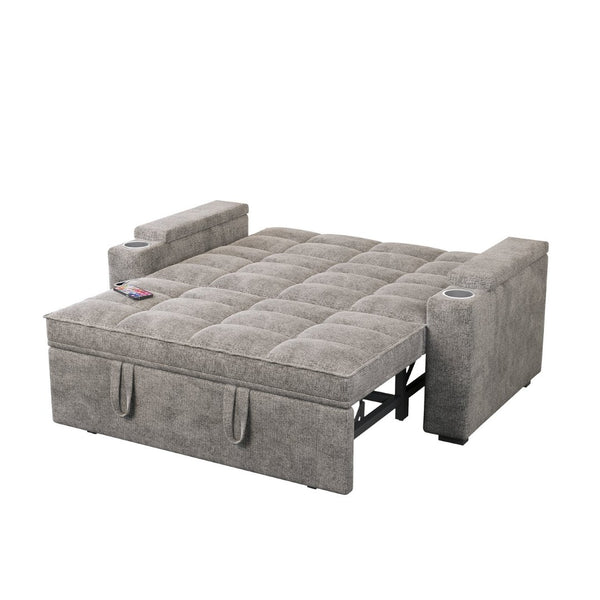 English Elm 65'' Chenille Velvet Convertible Sofa Bed with Swivel Tray and Built-in Storage Armrest W1825P452790