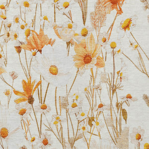 HomeRoots 5' Elegant Floral Area Rug - Ivory & Beige Washable Design for Indoor & Outdoor Spaces, Durable Style 5' X 8' 611145