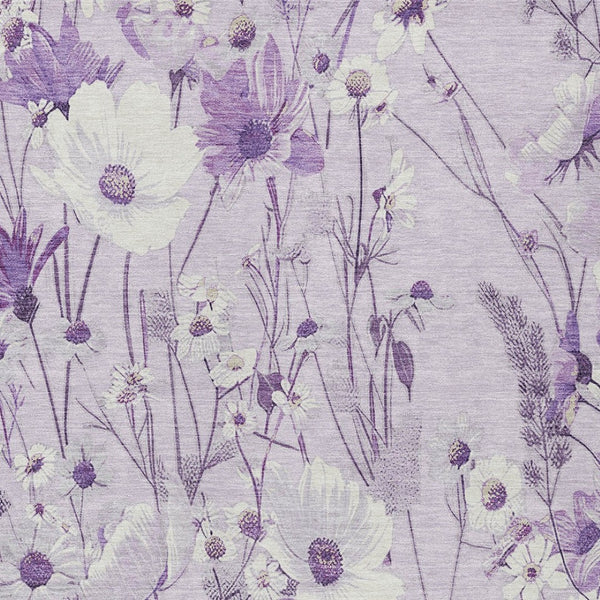 HomeRoots 5' Floral Area Rug in Soft Lavender and Lilac - Washable, Durable for Indoor and Outdoor Use 5' X 8' 611151