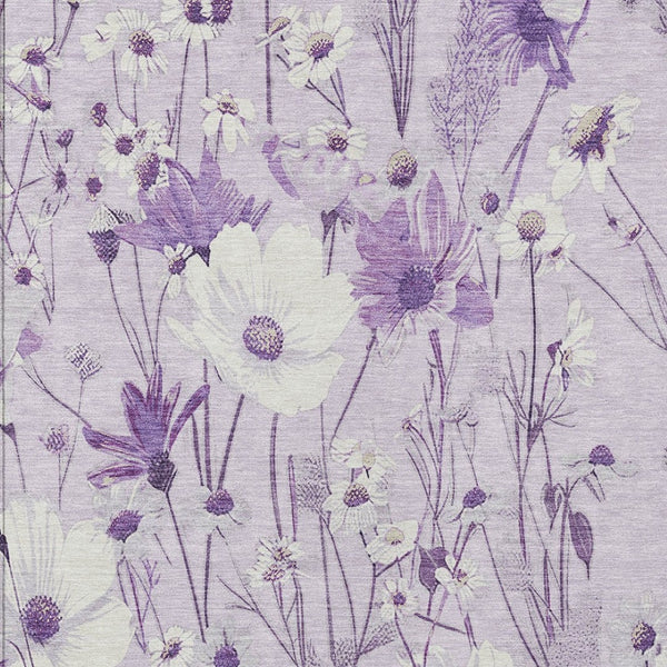 HomeRoots 5' Floral Area Rug in Soft Lavender and Lilac - Washable, Durable for Indoor and Outdoor Use 8' X 10' 611153