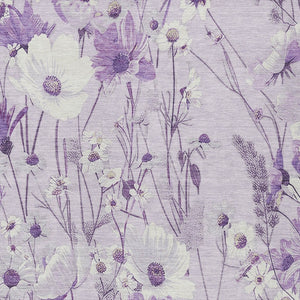 HomeRoots 5' Floral Area Rug in Soft Lavender and Lilac - Washable, Durable for Indoor and Outdoor Use 9' X 12' 611154