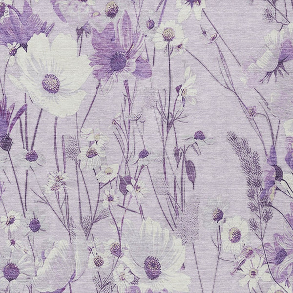 HomeRoots 5' Floral Area Rug in Soft Lavender and Lilac - Washable, Durable for Indoor and Outdoor Use 9' X 12' 611154
