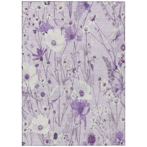 HomeRoots 5' Floral Area Rug in Soft Lavender and Lilac - Washable, Durable for Indoor and Outdoor Use 10' X 14' 611155