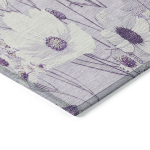 HomeRoots 5' Floral Area Rug in Soft Lavender and Lilac - Washable, Durable for Indoor and Outdoor Use 10' X 14' 611155