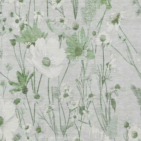 HomeRoots 5' Refreshing Mint Green and Ivory Floral Area Rug - Durable, Washable, Perfect for Indoors or Outdoors 5' X 8' 611157