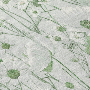 HomeRoots 5' Refreshing Mint Green and Ivory Floral Area Rug - Durable, Washable, Perfect for Indoors or Outdoors 8' Round 611158