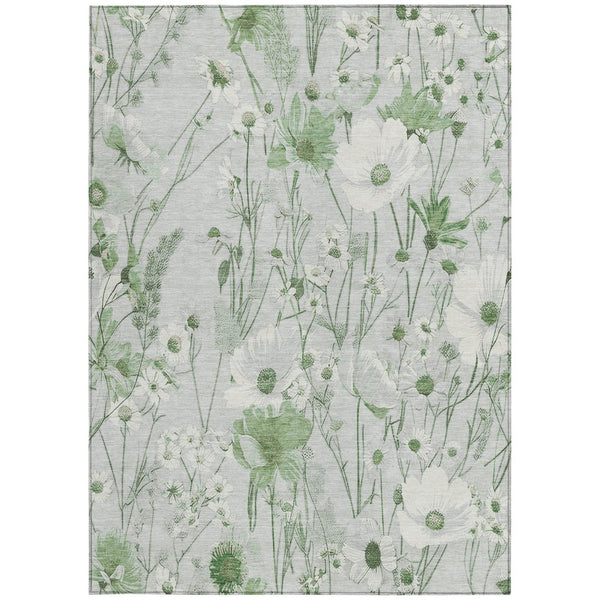 HomeRoots 5' Refreshing Mint Green and Ivory Floral Area Rug - Durable, Washable, Perfect for Indoors or Outdoors 8' X 10' 611159