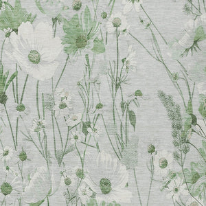 HomeRoots 5' Refreshing Mint Green and Ivory Floral Area Rug - Durable, Washable, Perfect for Indoors or Outdoors 8' X 10' 611159