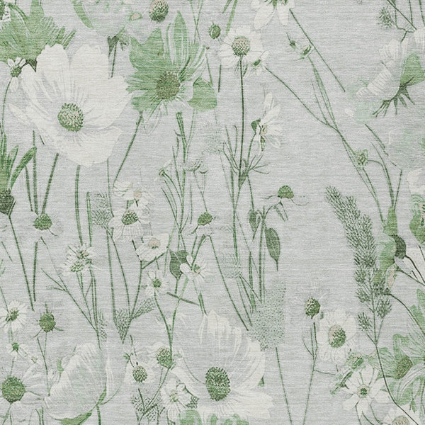 HomeRoots 5' Refreshing Mint Green and Ivory Floral Area Rug - Durable, Washable, Perfect for Indoors or Outdoors 8' X 10' 611159