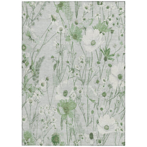 HomeRoots 5' Refreshing Mint Green and Ivory Floral Area Rug - Durable, Washable, Perfect for Indoors or Outdoors 9' X 12' 611160