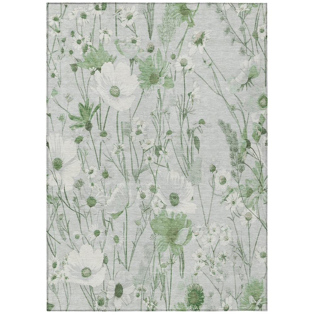 HomeRoots 5' Refreshing Mint Green and Ivory Floral Area Rug - Durable, Washable, Perfect for Indoors or Outdoors 9' X 12' 611160
