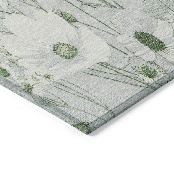 HomeRoots 5' Refreshing Mint Green and Ivory Floral Area Rug - Durable, Washable, Perfect for Indoors or Outdoors 9' X 12' 611160