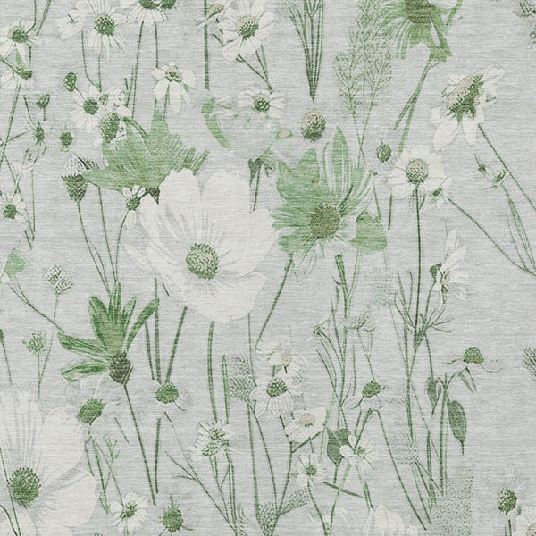 HomeRoots 5' Refreshing Mint Green and Ivory Floral Area Rug - Durable, Washable, Perfect for Indoors or Outdoors 10' X 14' 611161