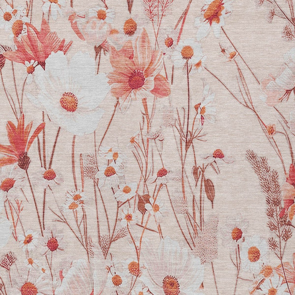 HomeRoots 5' Vibrant Salmon and Coral Floral Washable Rug for Indoor and Outdoor Spaces - Durable and Stylish 10' X 14' 611173