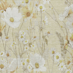 HomeRoots 5' Wheat and Ivory Floral Area Rug - Washable Indoor Outdoor Mat for Stylish, Durable Spaces 5' X 8' 611175