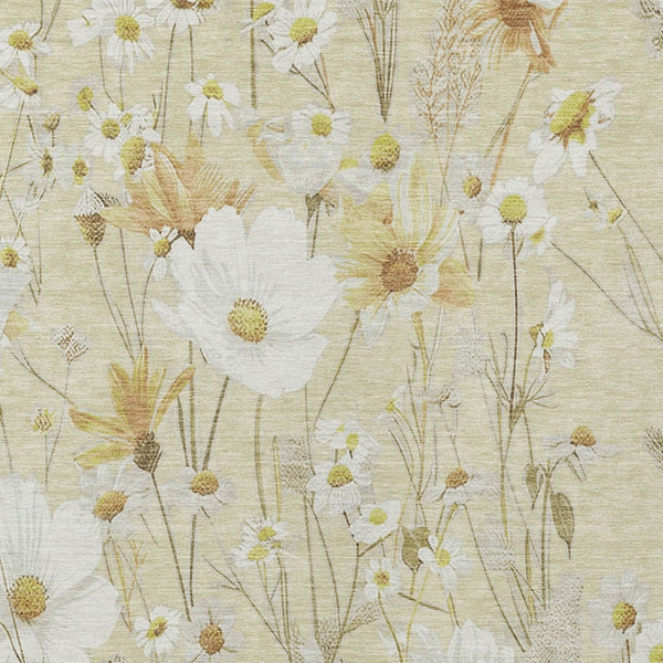 HomeRoots 5' Wheat and Ivory Floral Area Rug - Washable Indoor Outdoor Mat for Stylish, Durable Spaces 10' X 14' 611179