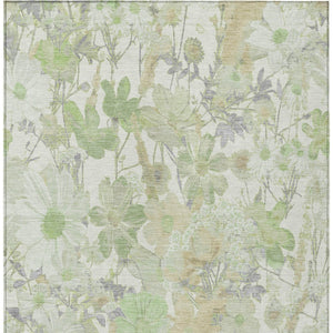 HomeRoots 5' Artichoke Green Floral Indoor Outdoor Area Rug - Durable, Washable, Stain-Resistant Beauty for Any Space 5' X 8' 611181