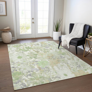 HomeRoots 5' Artichoke Green Floral Indoor Outdoor Area Rug - Durable, Washable, Stain-Resistant Beauty for Any Space 5' X 8' 611181