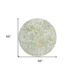 HomeRoots 5' Artichoke Green Floral Indoor Outdoor Area Rug - Durable, Washable, Stain-Resistant Beauty for Any Space 8' Round 611182