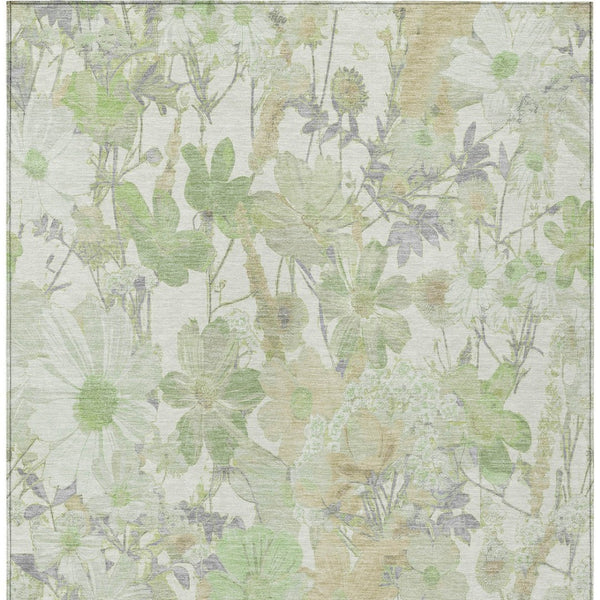 HomeRoots 5' Artichoke Green Floral Indoor Outdoor Area Rug - Durable, Washable, Stain-Resistant Beauty for Any Space 8' X 10' 611183