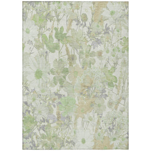HomeRoots 5' Artichoke Green Floral Indoor Outdoor Area Rug - Durable, Washable, Stain-Resistant Beauty for Any Space 8' X 10' 611183