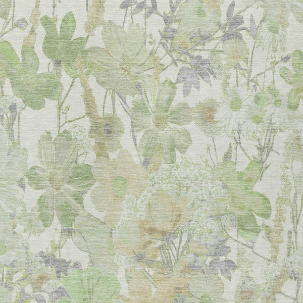 HomeRoots 5' Artichoke Green Floral Indoor Outdoor Area Rug - Durable, Washable, Stain-Resistant Beauty for Any Space 8' X 10' 611183