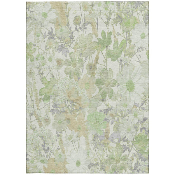 HomeRoots 5' Artichoke Green Floral Indoor Outdoor Area Rug - Durable, Washable, Stain-Resistant Beauty for Any Space 9' X 12' 611184