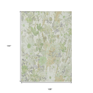 HomeRoots 5' Artichoke Green Floral Indoor Outdoor Area Rug - Durable, Washable, Stain-Resistant Beauty for Any Space 9' X 12' 611184
